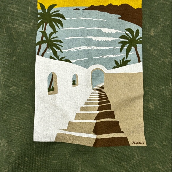 Green Katin Large sweatshirt washed out look with cool design on the back - Picture 3 of 6